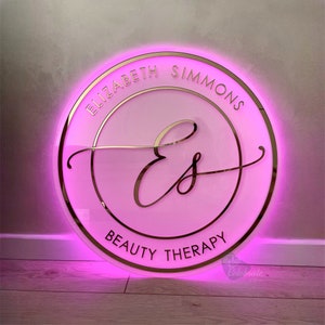 Acrylic Business Sign, Backlit Wall Logo, Lobby Salon Signage, 3D LED Logo, Beauty Bar Sign, Wall Office Logo, Real Estate Logo