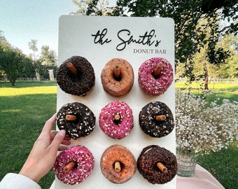 Custom Donut Wall, Wedding Donut Stand, Donut Birthday Décor, Personalized Donut Sign, Candy Bar Board, Custom Last Name Decor Wedding