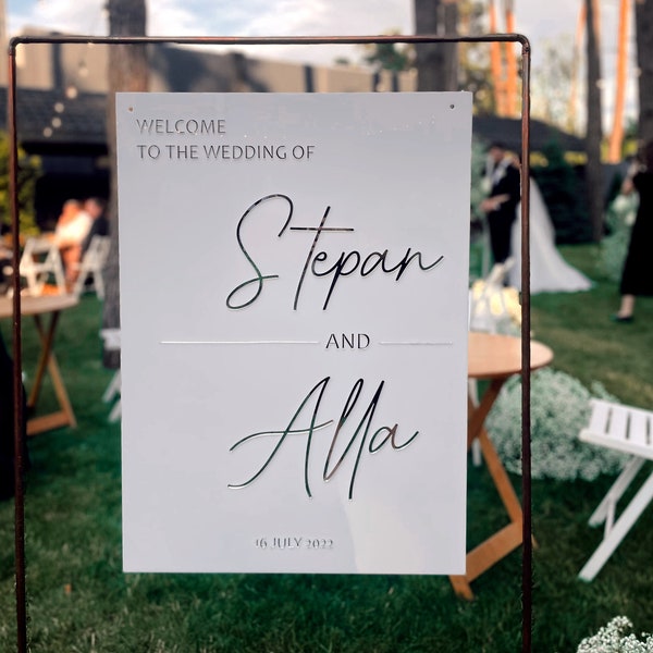 Custom Wedding Sign | Acrylic Welcome Reception Sign | Engagement Minimalistic Decor | Couple Names Wedding Signage