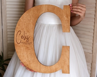 Wedding Letter Guest Book Alternative, Classic Rustic Wedding Sign, Wedding Ceremony Sign, Eco Friendly Wedding, Custom Last Name Letter