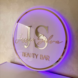 Benutzerdefinierte Acryl Business Logo Schild, LED-Schild für Schönheitssalon, Ladenbeschilderung, Firmenname Wand Kunst Logo, personalisierte Neonschild