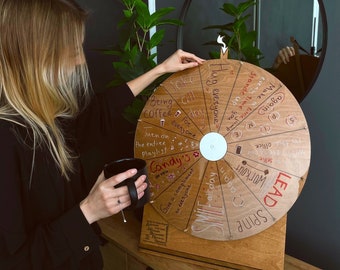Personalized whee Gamel, Wooden Spin Wheel, Custom Wedding Game, Family Unique Activity, Prize Sales Wheel for Customers, Adult Fun Tasks