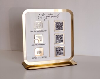 Multi QR Code Sign Business, Acrylic Lets Get Social Sign, Scan to Pay Display, Wifi QR Code, Social Media Sign, Payment Sign