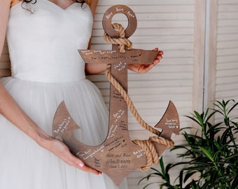 Beach Wedding Guest Book, Ocean Wedding Decor, Wooden Anchor Sign, Seaside Wedding Décor, Nautical Wedding Sign