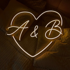 Custom Neon Sign Wedding, Initials Neon Sign, Anniversary Backdrop, Gifts for Couple, Led Neon Sign, Engagement Sign, Light Up Sign