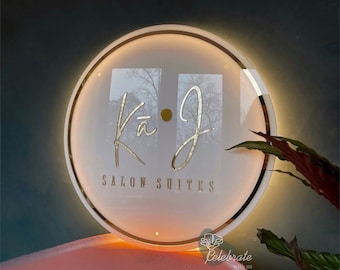 Acryl Business Logo-Zeichen, benutzerdefinierte Salon-Wand-Dekor, von hinten beleuchtete Salon-Schild, LED-Business-Logo-Schild, Büro-Neonschild-kundenspezifisches