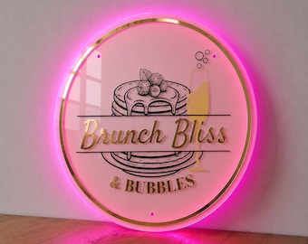 Custom LED Business Sign,  Acrylic Logo Light for Coffee Cart, Mobile Cafe Bar