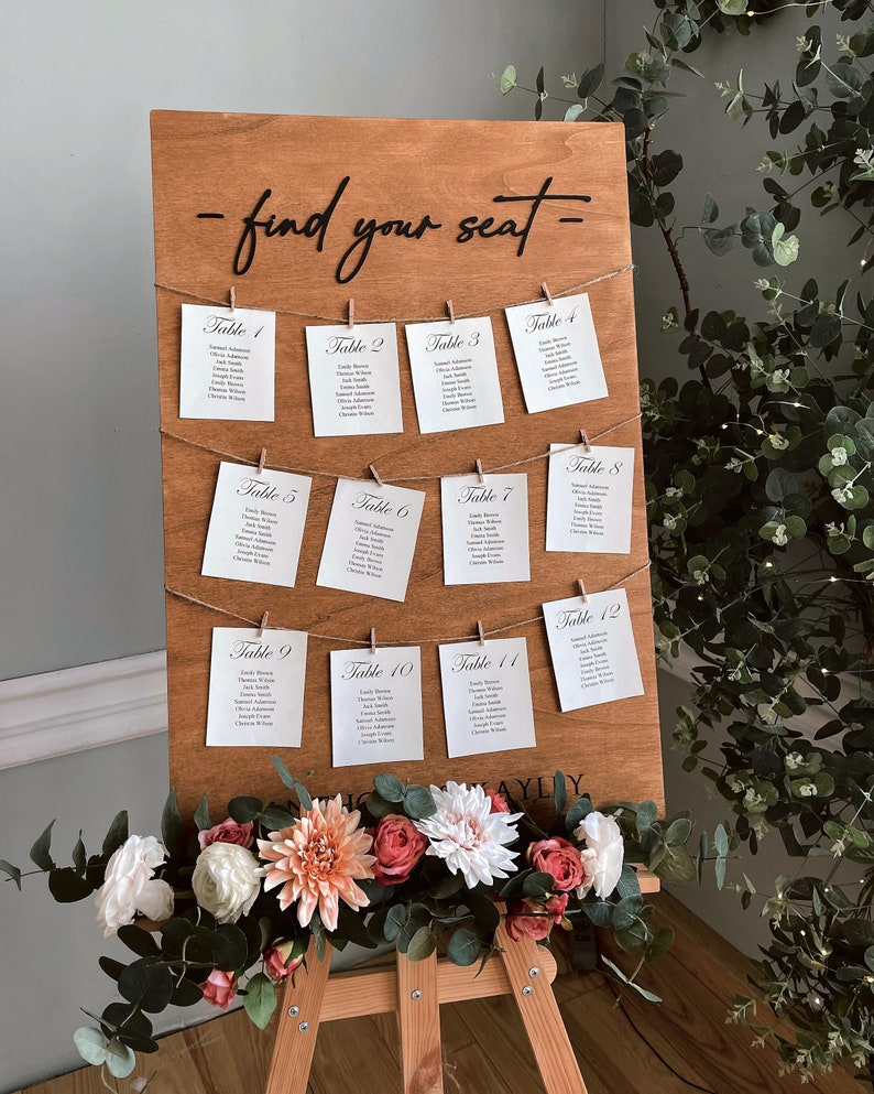 Wedding Seating Chart Wooden Table Plan Idea Seating Chart Etsy