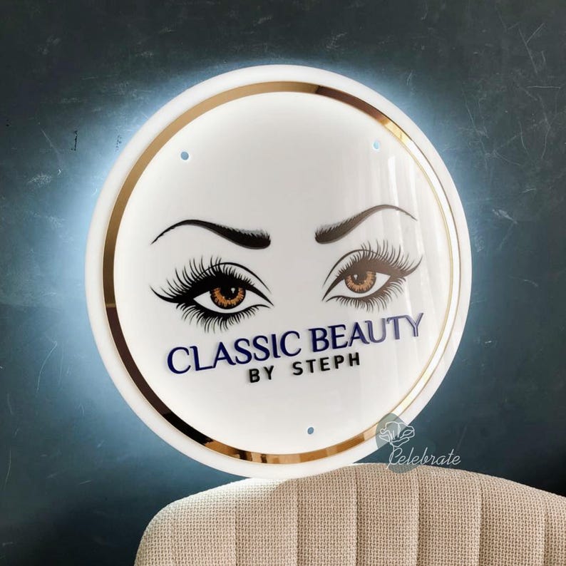 Custom Salon Logo Sign, LED Acrylic Backlit Sign, Beauty Studio Wall Sign, Lash Brow Nail Business Sign, Reception Decor image 15