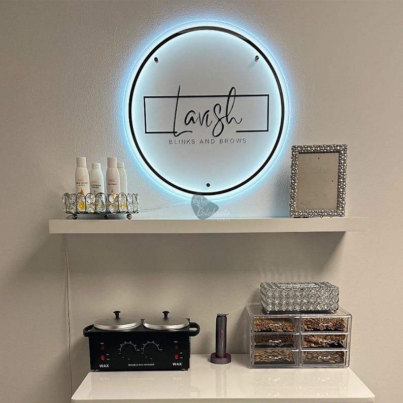 Custom Salon Logo Sign, LED Acrylic Backlit Sign, Beauty Studio Wall Sign, Lash Brow Nail Business Sign, Reception Decor image 7