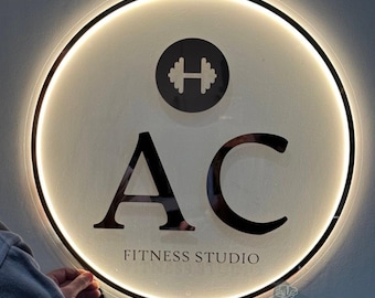 Fitness Studio Sign, Acrylic Business Logo, Reception Wall Decor, Custom Fitness Sign