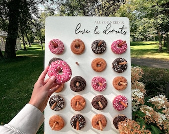 Personalized Wedding Donut Wall for Candy Bar, Baby Gender Party Donut Board, Donut Party Decor, Wooden Donut Stand, Engagement Sweet Bar