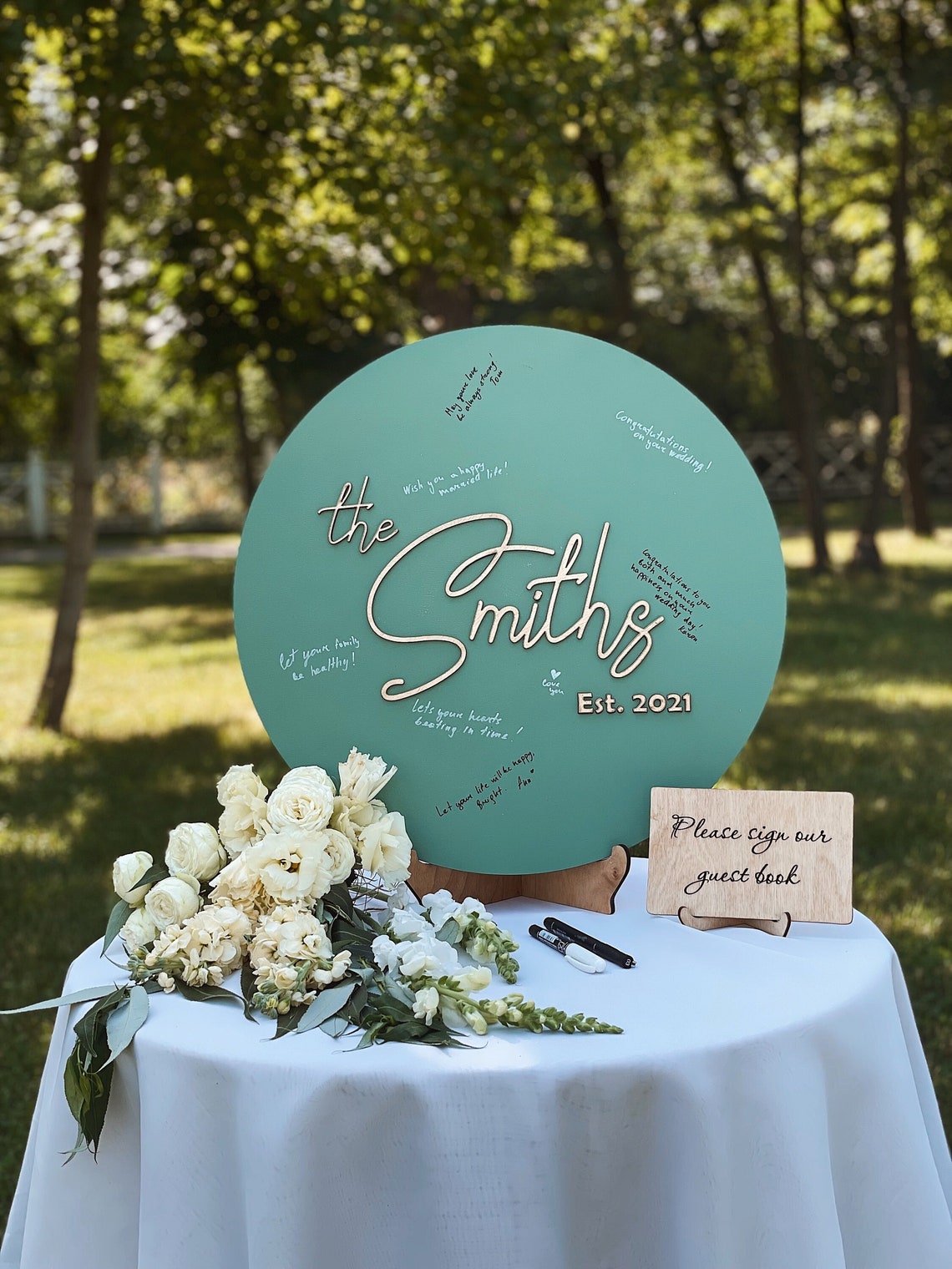 Green Wedding Guest Book Alternative Modern Wedding Welcome image 1