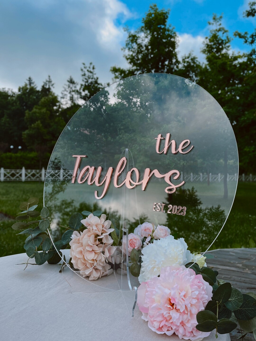 Acrylic Wedding Reception Sign Rose Gold Wedding Welcome Sign Garden ...
