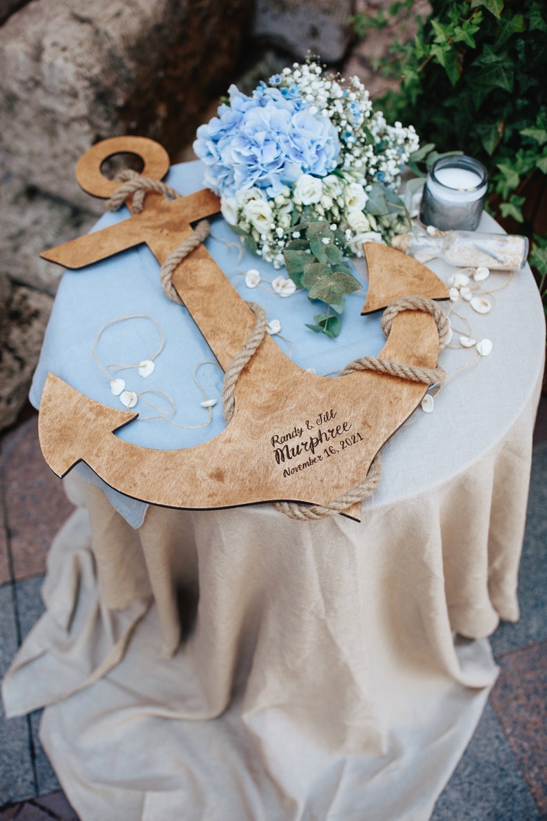 Beach Wedding Guest Book Alternative Wooden Anchor Seaside Etsy