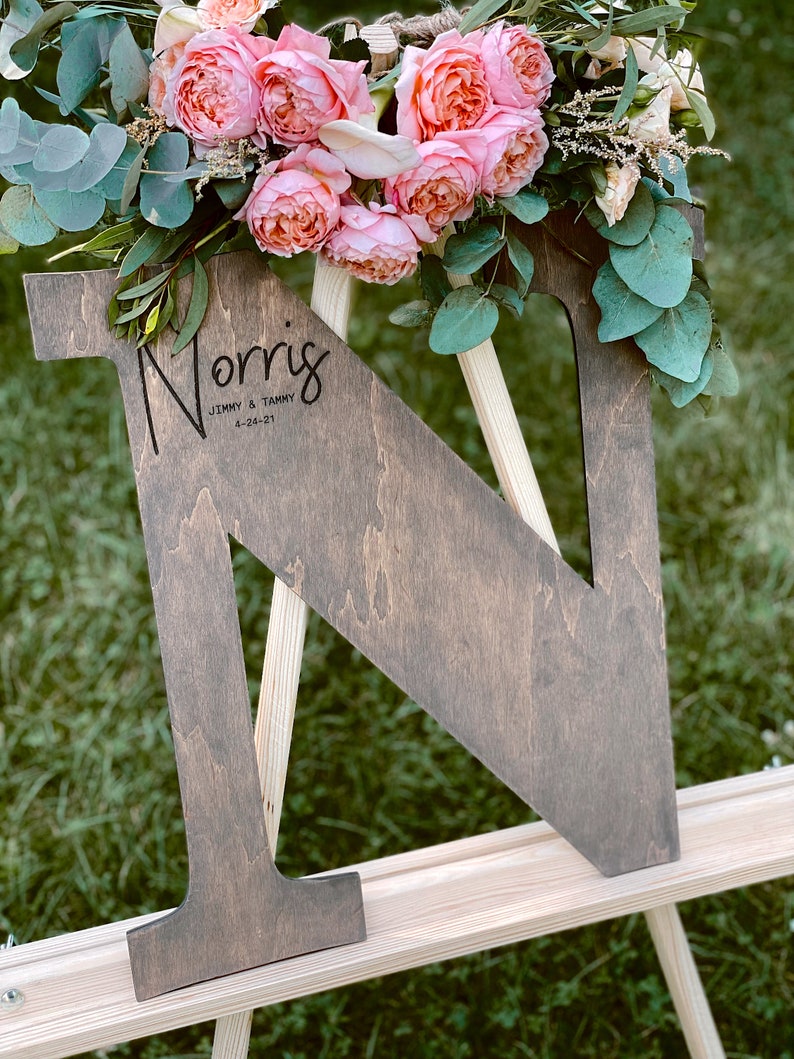 Initial Sign Boho Guest Book Wooden Letter Guest Book Etsy