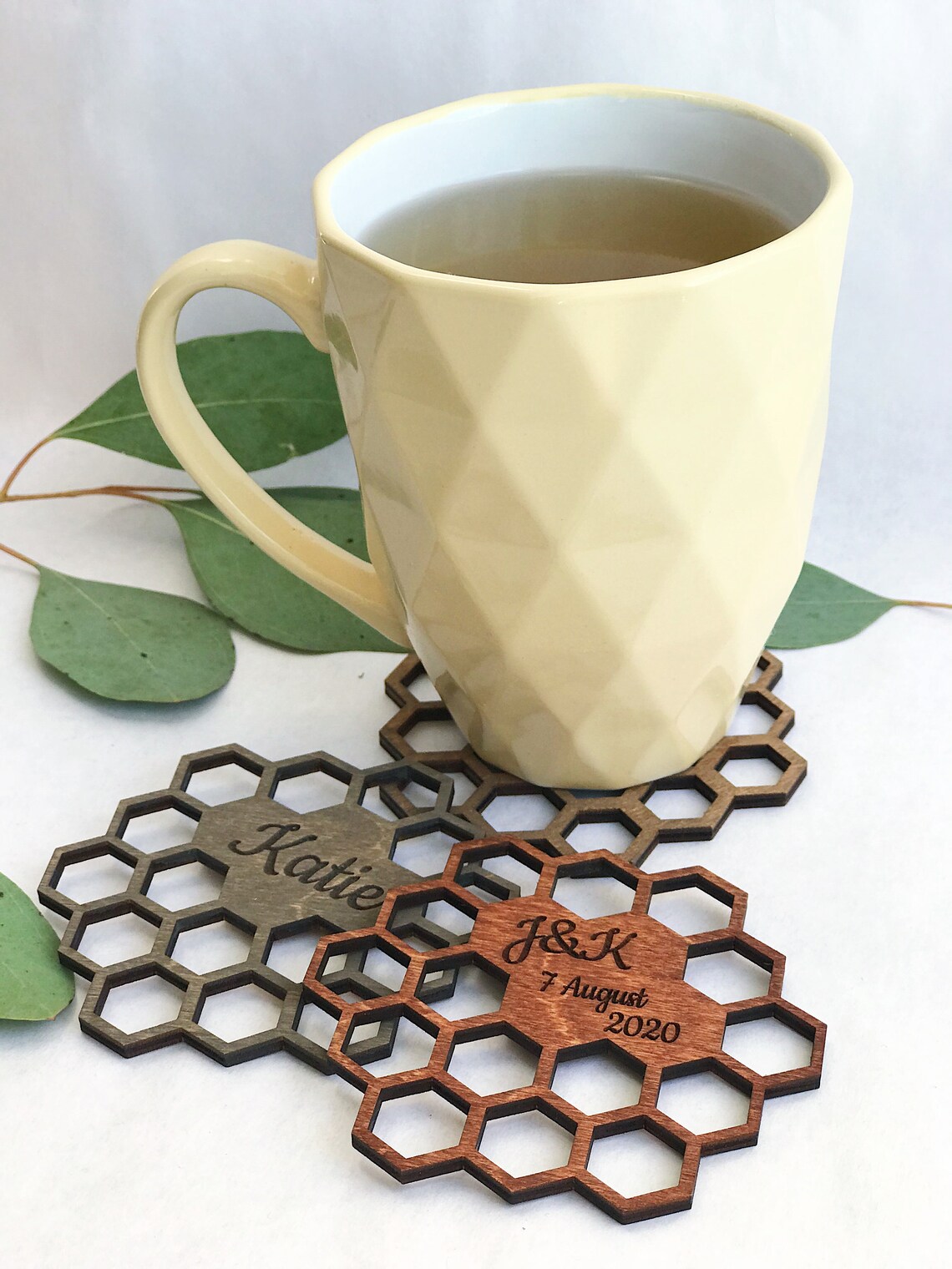 Wooden Coasters Set Custom Party Favors Guest Place Setting Etsy