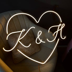 Letrero de iniciales de boda, letreros LED personalizados, decoraciones de propuesta, letrero de neón para fiesta, regalo para pareja, letrero de fiesta de compromiso
