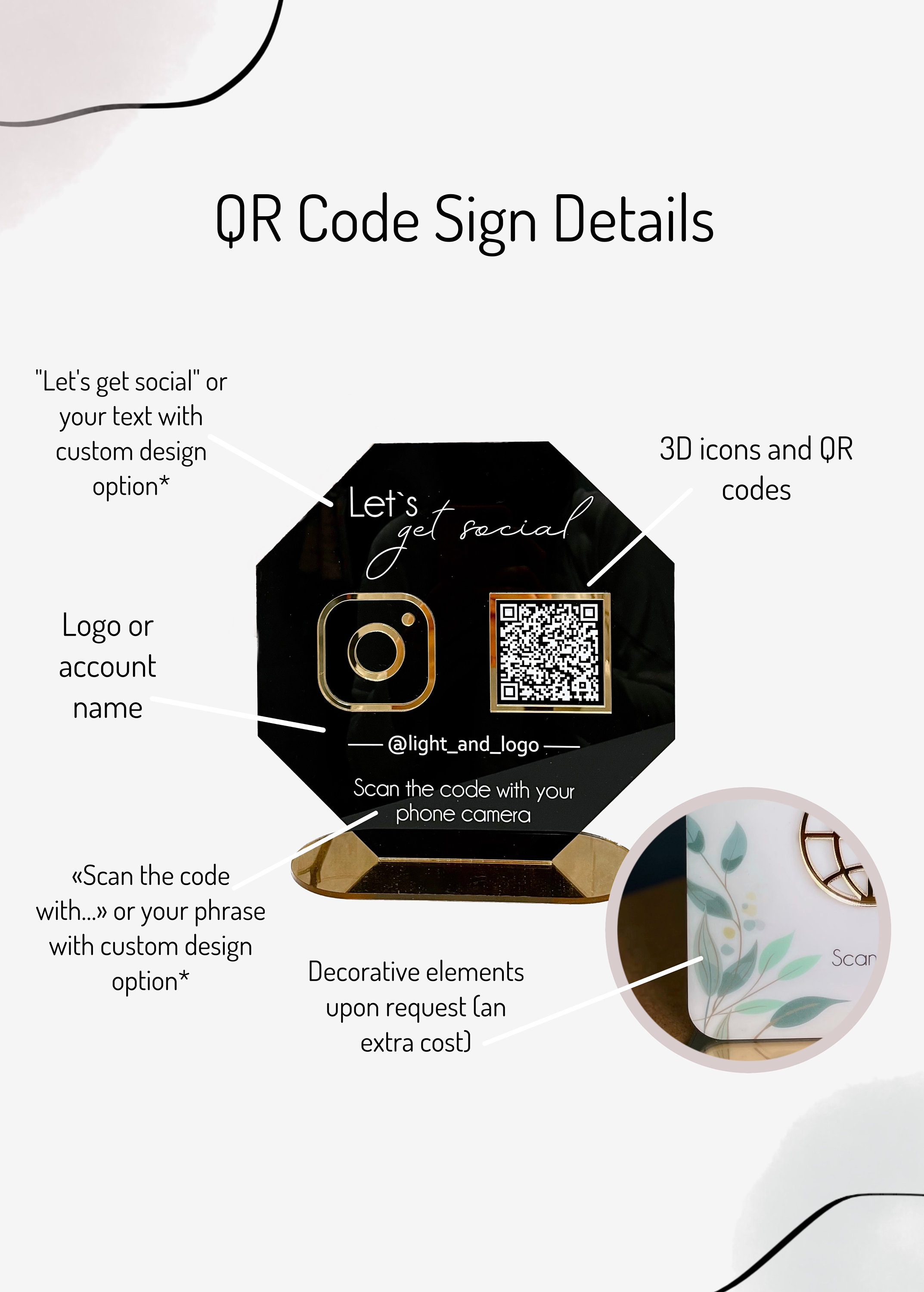 Custom QR Code Sign for Business, Wifi Password QR Code Sign, Social ...