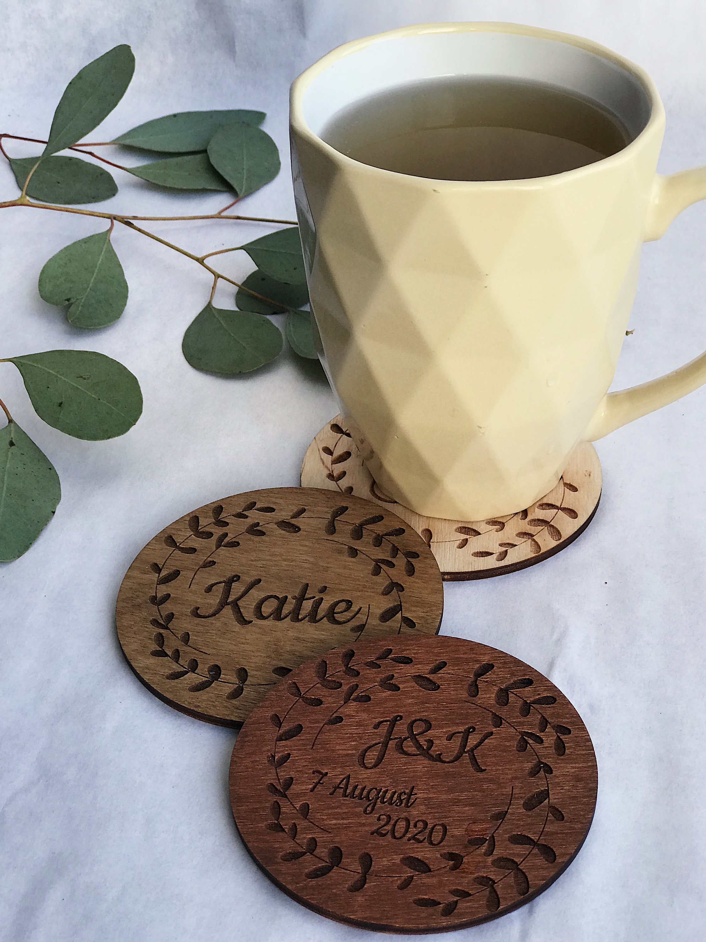Custom Coasters Set Wedding Guest Favor Place Setting Cards Etsy