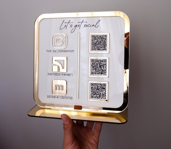 QR Code Social Media Sign, Scan to Pay Sign Business Acrylic, Custom Acrylic Sign, Wifi Password Sign, Lets Get Social Sign, 3D Acrylic Sign