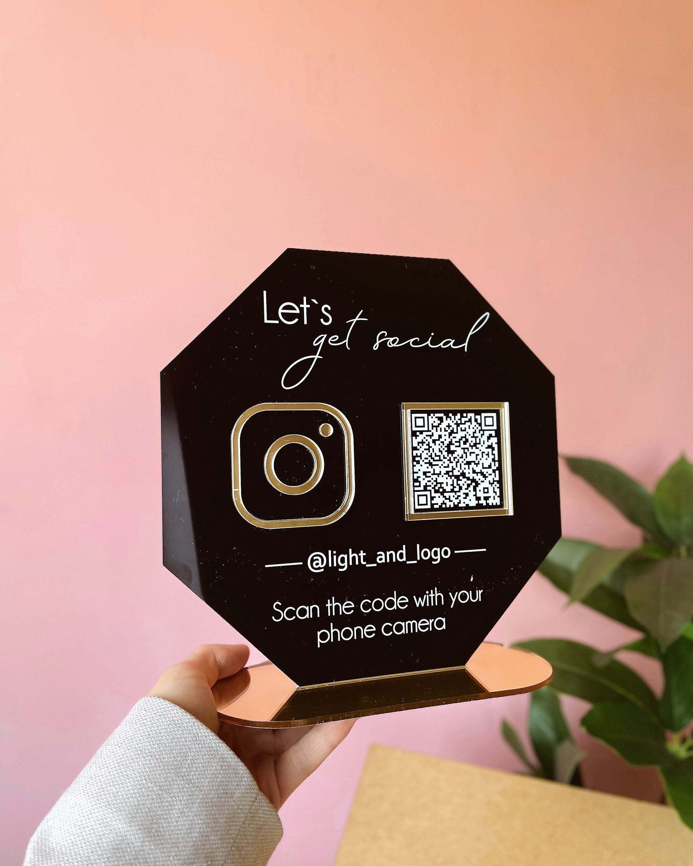 Multi QR Code Sign Business, Acrylic Lets Get Social Sign, Scan to Pay ...