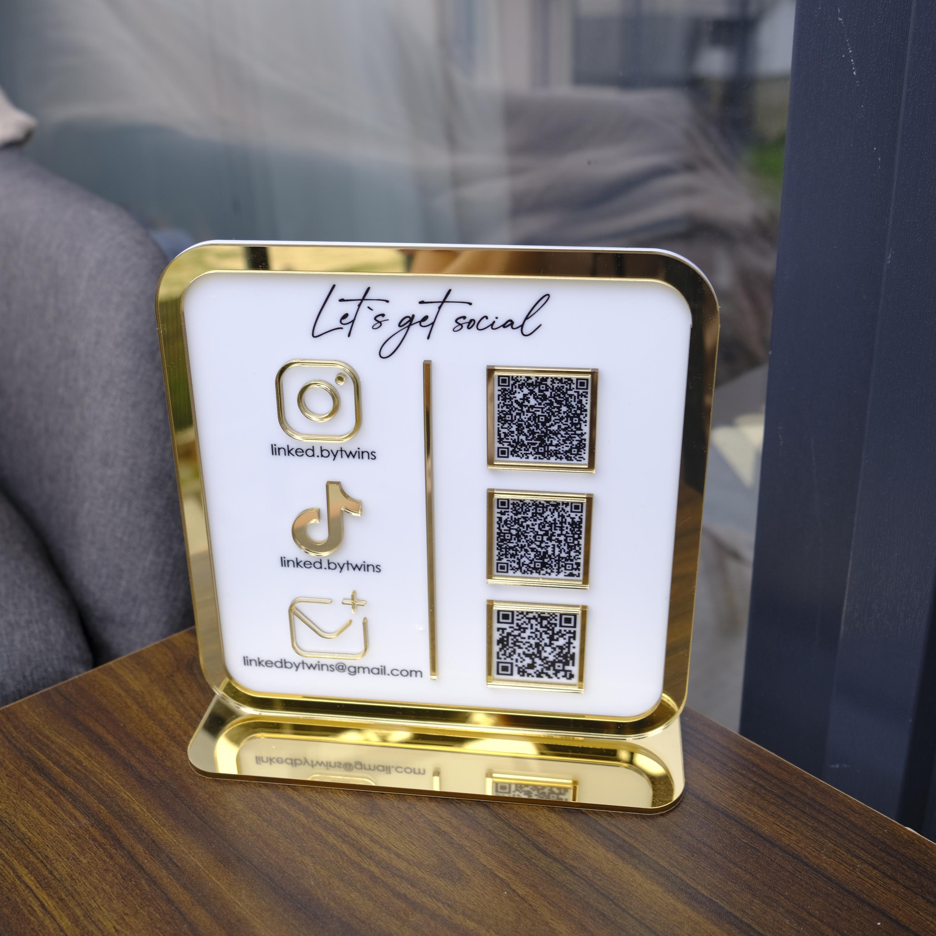 Multi QR Code Sign Business, Acrylic Lets Get Social Sign, Scan to Pay ...