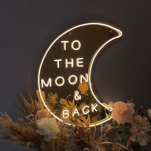 To The Moon & Back Custom Neon Sign, Wedding Backdrop, Engagement Party Decor, Girlfriend Gift, Led Wall Decor, Wedding Gifts, 3d Logo Signs