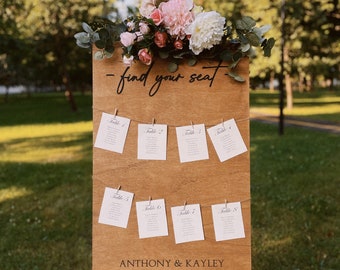 Custom Wedding & Party Table Seating Chart, Wooden Seating Chart Sign, Rustic Wedding Décor, Large Seating Chart, Guests Seating Chart Board