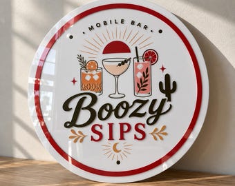 Personalized Catering Business Sign, Acrylic Plaque for Mobile Bar & Event Decor