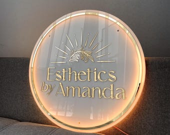 Custom Light up Acrylic Logo Sign, 3D Business LED Wall Logo for Beauty Salon