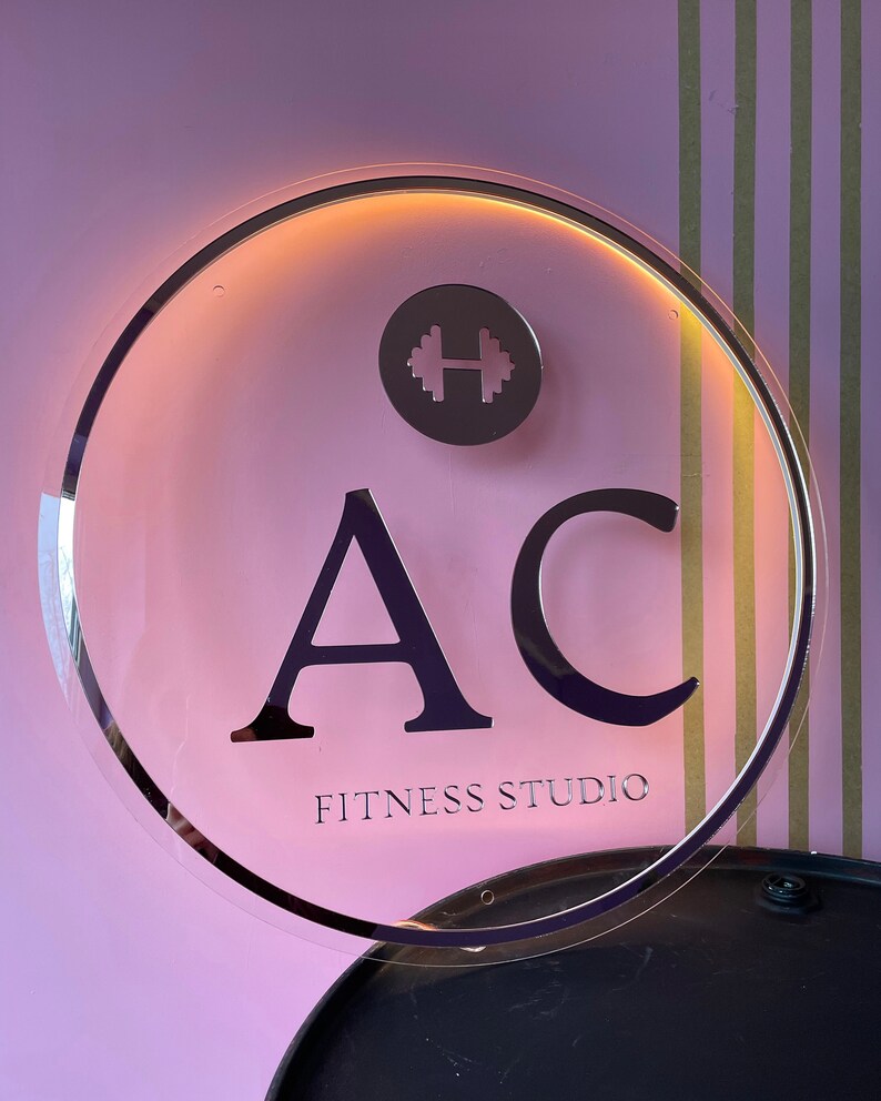 Custom Acrylic Sign Round Sign Spa Wall Decor Business Name Etsy