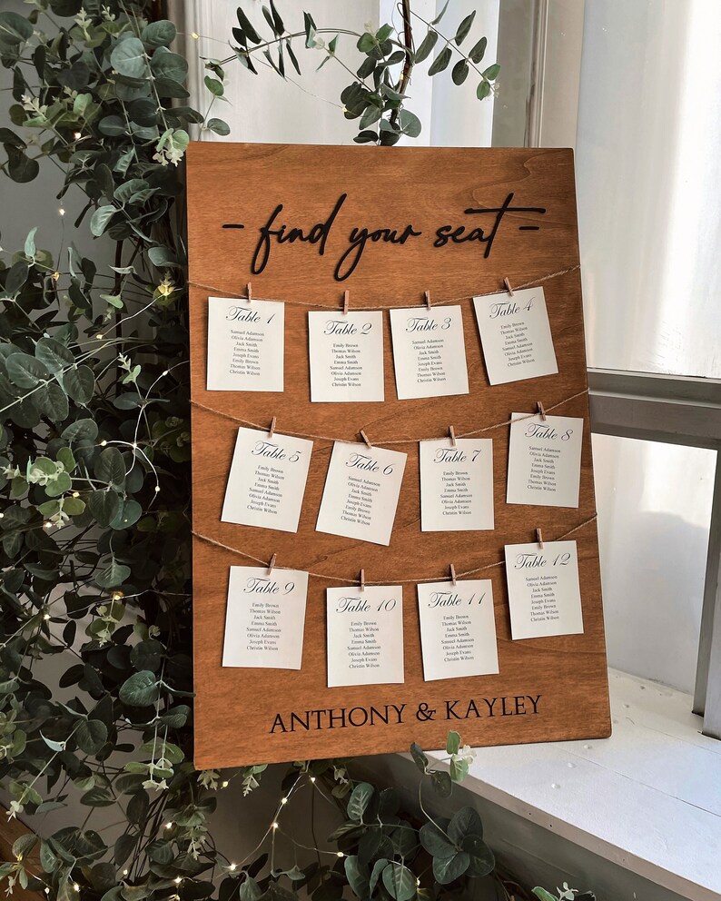 Wedding Seating Chart Wooden Table Plan Idea Seating Chart Etsy