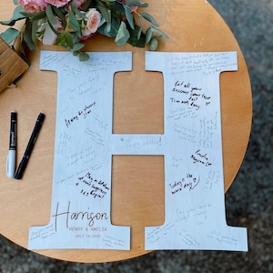 Custom Wooden Letter for Bridal Shower Guest Book Alternative, Rustic Wedding Shower Decor, Initial Sign Gift, Wedding Initial Sign