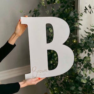 Letra de madera única, alternativa al libro de firmas para bodas en el jardín, letrero rústico, libro de firmas bohemio, letras grandes de madera, decoración para bodas.