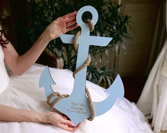 Nautical Beach Wedding Guest Book Alternative, Wooden Anchor Guest Book, Nautical Rustic Wedding Sign, Summer Ocean Wedding Welcome Sign