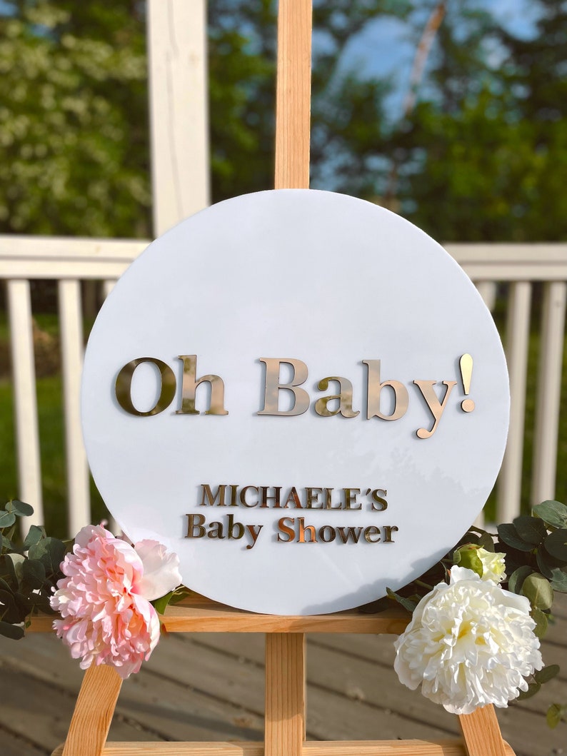 Oh Baby Shower Sign Acrylic Baby Shower Party Sign Etsy