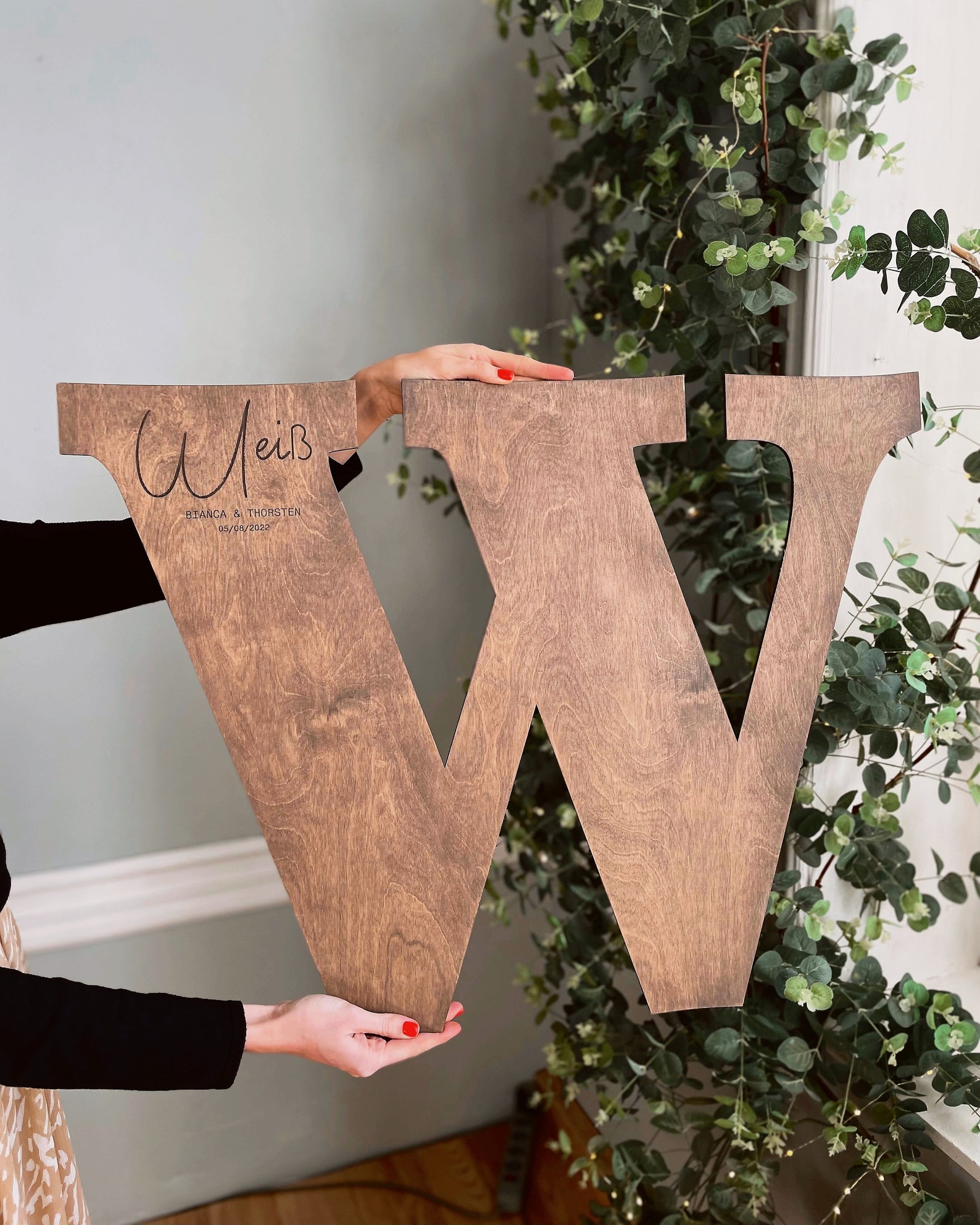 Initial Sign Boho Guest Book Wooden Letter Guest Book Etsy