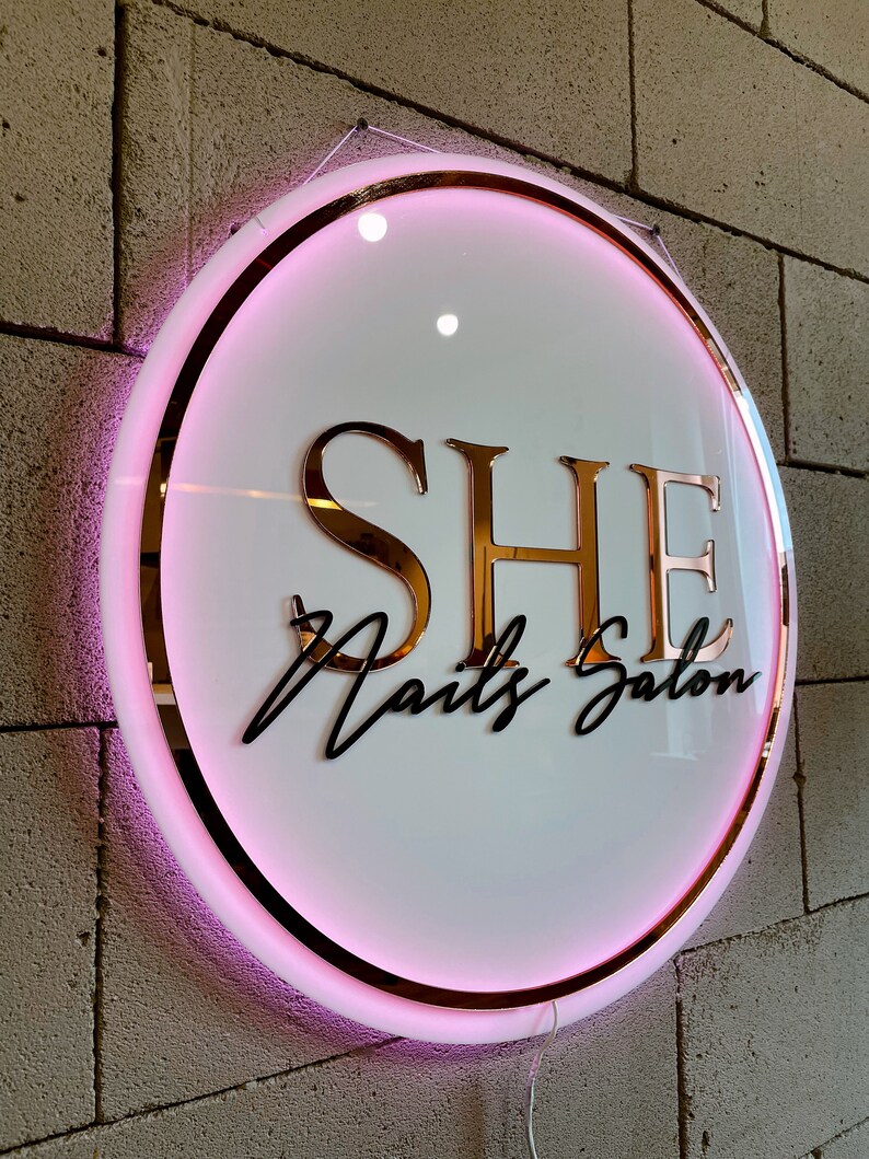 Custom Acrylic Sign Round Sign Spa Wall Decor Business Name Etsy