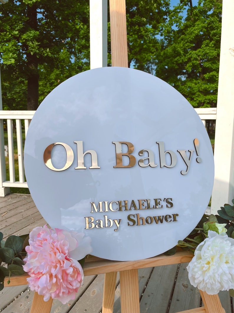 Oh Baby Shower Sign Acrylic Baby Shower Party Sign Etsy