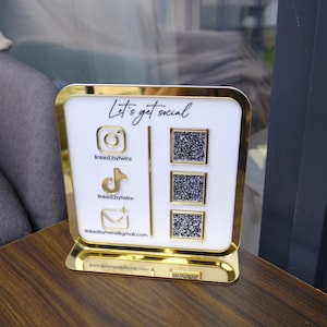 QR Code Business Instagram Facebook Social Media Sign for Salon Beauty Hairdresser, QR code display stand for Beauty Salon, Shop