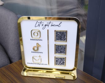 QR Code Business Instagram Facebook Social Media Sign for Salon Beauty Hairdresser, QR code display stand for Beauty Salon, Shop