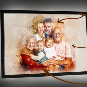 Personalized Watercolor Memorial Portrait, Customizable Family Painting From Photo, Unique Remembrance Artwork Gift for Parents