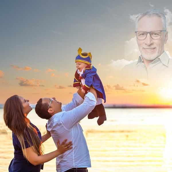 Add Deceased Loved One To Picture - Add Person To Photo, Memorial Gift, Mother day gift, UK fathers day gift. add Deceased person in sky