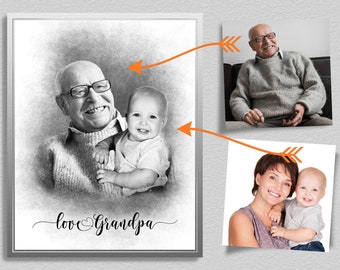 Add deceased love one to photo, Custom family gift- Add Person to Photo, Combine Photos, Gift for Dad Mom, Mothers day gift