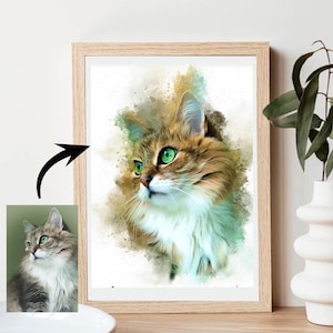 Ritratto di animale domestico ad acquerello da file digitale di foto, pittura di animali domestici, ritratto di animale domestico personalizzato, regalo commemorativo di compleanno, acquerello con cane, pittura con cane
