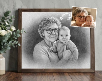 Mother’s Day Custom Photo Gift, Memorial black and white photo, Add Deceased Loved One, Personalised Family Painting, Canvas Digital print