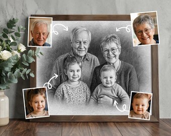 Custom Father’s Day Portrait from Photo | Personalised Dad Gift | black and white sketch | Unique Gift for Father