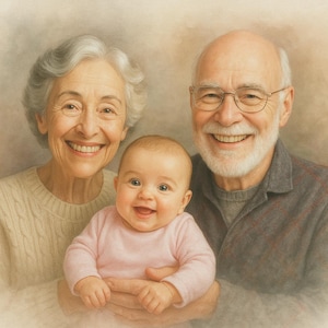 Personalized Watercolor Memorial Portrait, Customizable Family Painting From Photo, Unique Remembrance Artwork Gift for Parents
