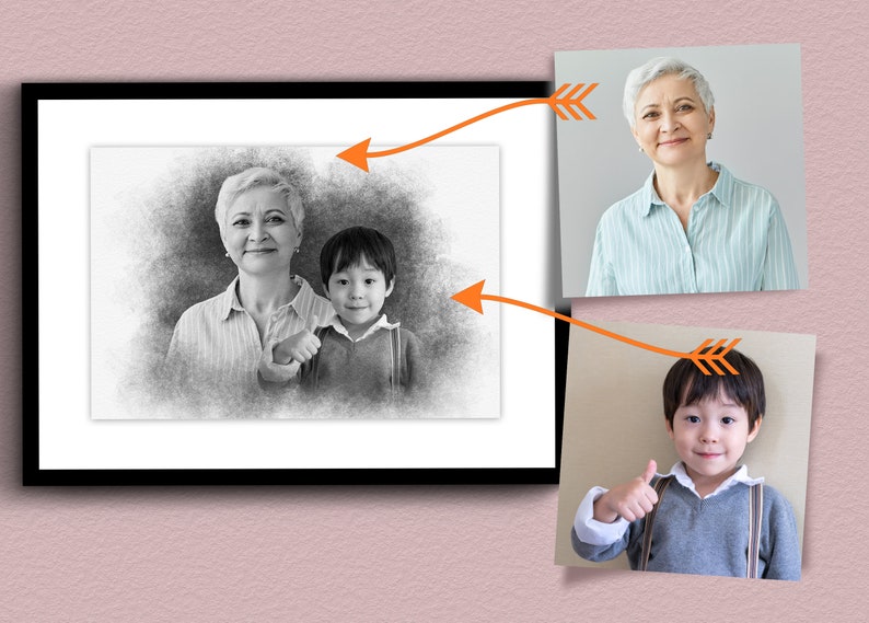 Lägg till en avliden älskad till foto, Anpassad familjegåva - Lägg till person till foto, Kombinera foton, Present till pappa mamma, Mors dag-present bild 6